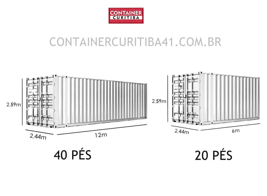 Tamanhos do container DRY